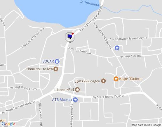 Схема рекламной плоскости по адресу м. Умань, вул. Незалежності, навпроти будинку 56