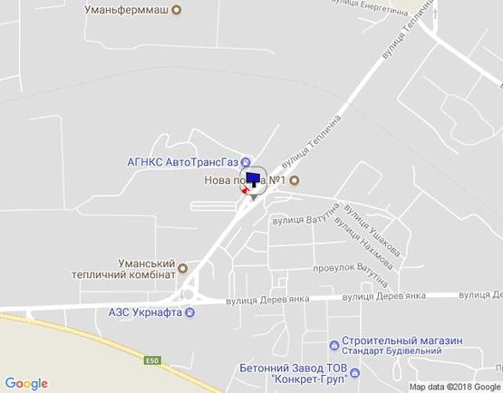 Схема рекламной плоскости по адресу м. Умань, вул. Теплична, 8