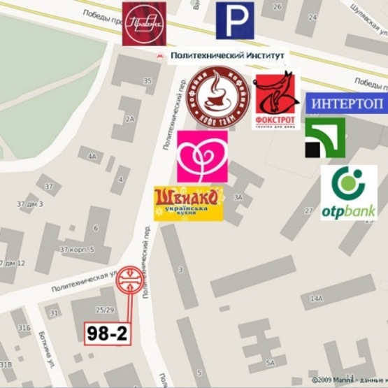 Схема рекламної площини за адресою Кибальчича ул., 15, напротив рынка Десна, (Технополис, маркет "Фуршет", "Фора", ПравексБанк, УкрСоцБанк, "Космо")