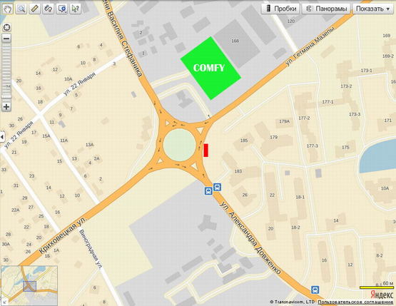 Схема рекламной плоскости по адресу Мазепи кільце ( маг КОМФІ) правий