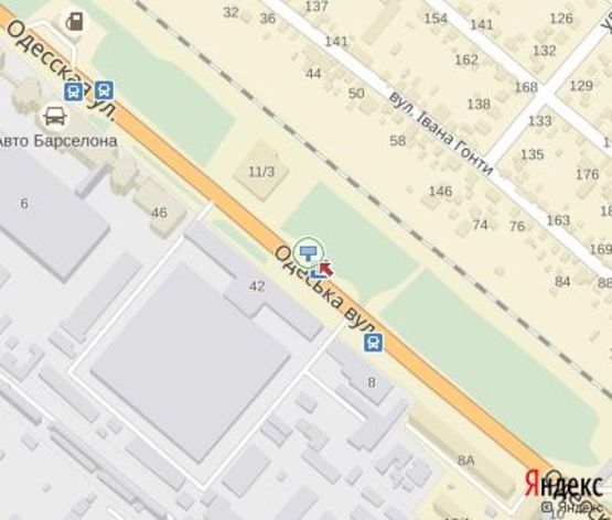 Схема рекламной плоскости по адресу Одесская ул., ( 200 м. к "АТЛ",300 м.АЗС "Amic")