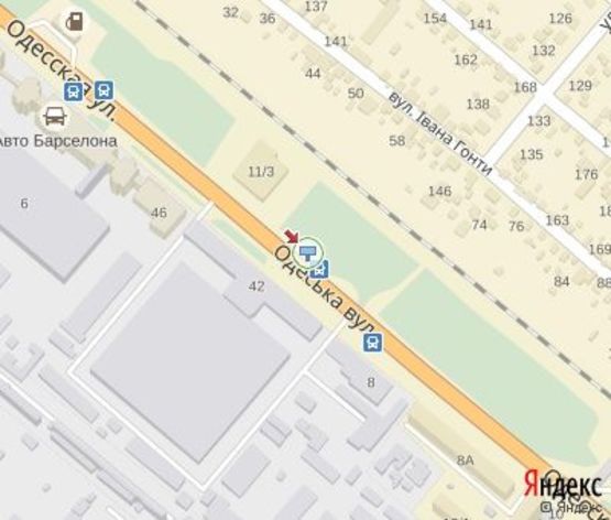 Схема рекламної площини за адресою Одесская ул., в центр
