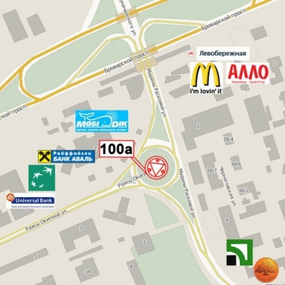 Схема рекламної площини за адресою Окипной Р. ул., 2 (ст. м.  Левобережная, сьезд с Окипной Р. ул. на ул. Е. Сверстюка (Расковой М. ул.), рядом Макдональдс) призма