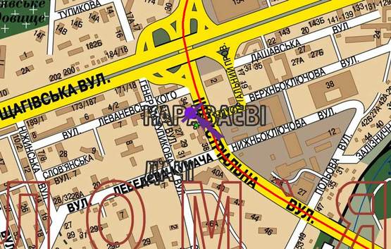 Схема рекламной плоскости по адресу ул.Гетьмана,36 (ул. Индустриальная)