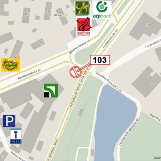 Схема рекламної площини за адресою Голосеевский просп. (40-летия Октября просп.) (ст. м. Голосеевская, за Голосеевской пл. в сторону Одесской трассы)