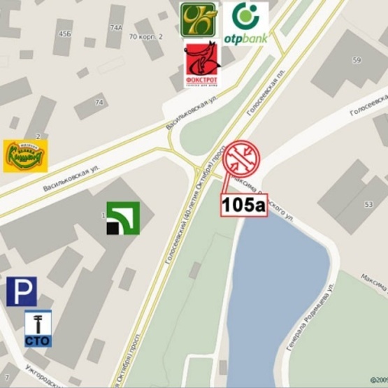 Схема рекламной плоскости по адресу Голосеевский просп. (40-летия Октября просп.)/ ул. Голосеевская (ст. м. Голосеевская, выезд на Голосеевский просп. с ул. Голосеевской)