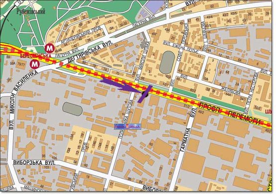 Схема рекламної площини за адресою пр.Победы,53 направление в центр (призма)