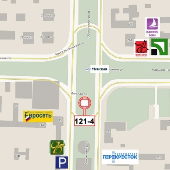 Схема рекламної площини за адресою Оболонский просп., (ст. м.  Минская, ТРЦ "Дрим Таун", сьзд с Оболонского просп. на Минскую пл.)