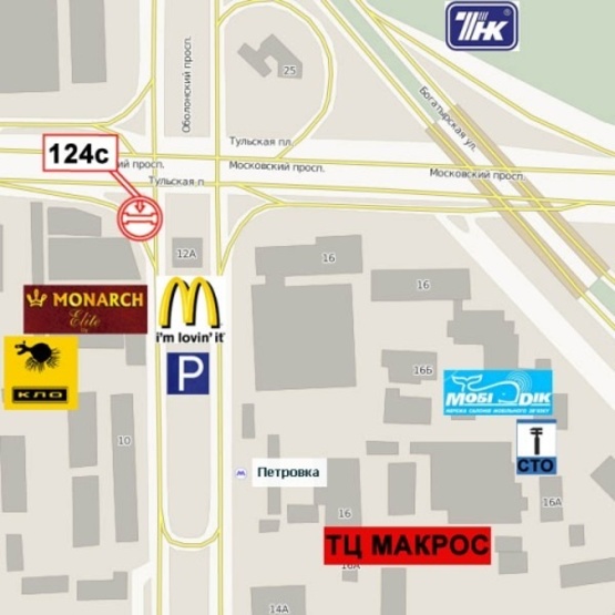 Схема рекламної площини за адресою Тульская пл., (ст. м.  Петровка, "Макдональдс", заправка ТНК, в сторону книжного рынка) призма