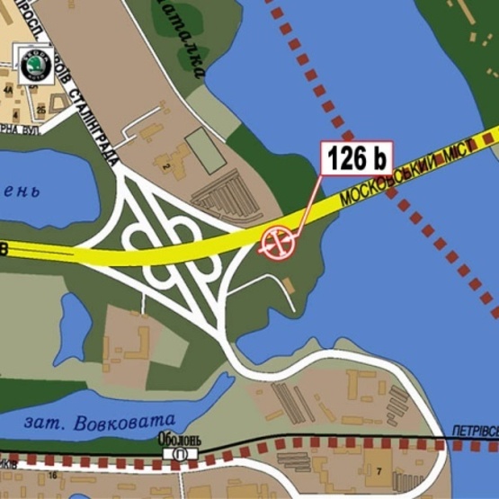 Схема рекламної площини за адресою Московский мост -  Бандеры С. просп. (просп. Московский) (выезд с Московского моста на Тульскую пл.)