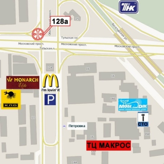 Схема рекламной плоскости по адресу Тульская пл., завод "Сварка" (ст. м.  Петровка, ТЦ Городок, сьезд с просп. Оболонского на Московский просп.) призма