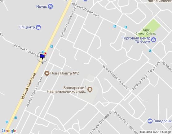 Схема рекламной плоскости по адресу м. Бровари, вул. Київська, 302