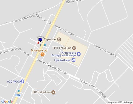 Схема рекламной плоскости по адресу м. Бровари, вул. Київська