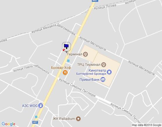 Схема рекламной плоскости по адресу м. Бровари, вул. Київська