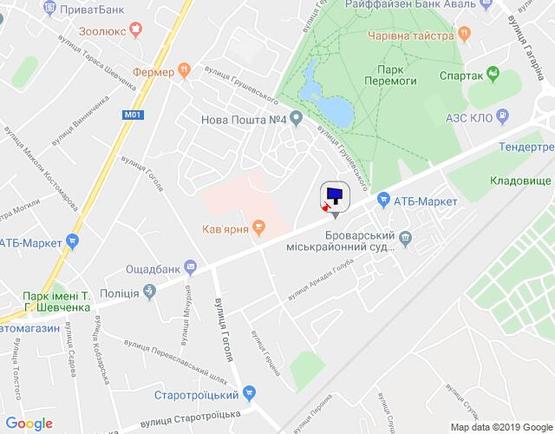 Схема рекламной плоскости по адресу м. Бровари, вул. Ярослава Мудрого, 84-86