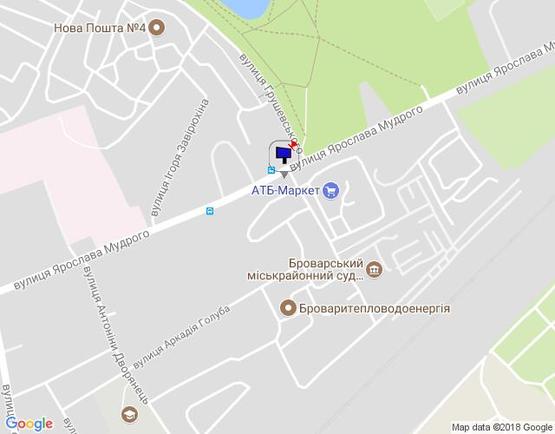 Схема рекламной плоскости по адресу м. Бровари, вул. Ярослава Мудрого, 88