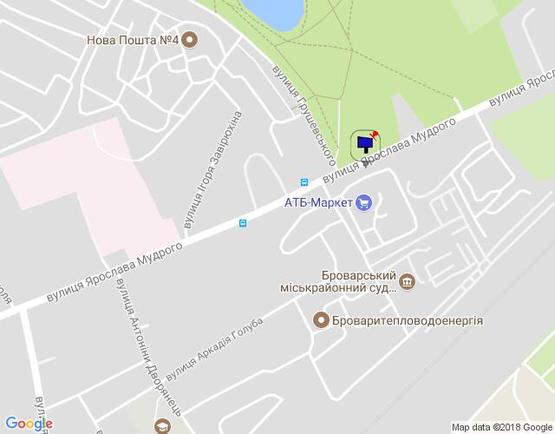 Схема рекламной плоскости по адресу м. Бровари, вул. Ярослава Мудрого, 90