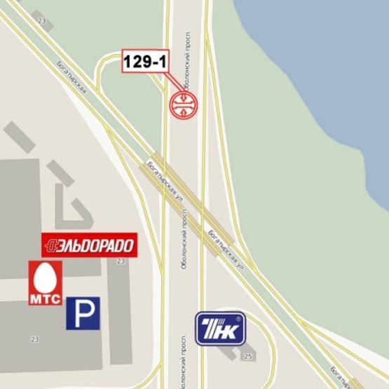 Схема рекламної площини за адресою Оболонский просп. - Богатырская ул. (заправка ТНК, на разделителе в сторону Московского просп.) 