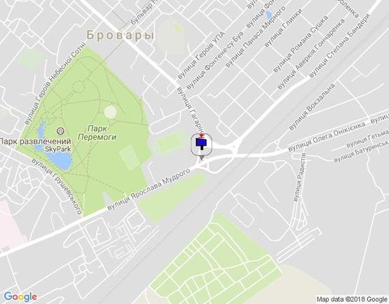 Схема рекламной плоскости по адресу м. Бровари, вул. Ярослава Мудрого