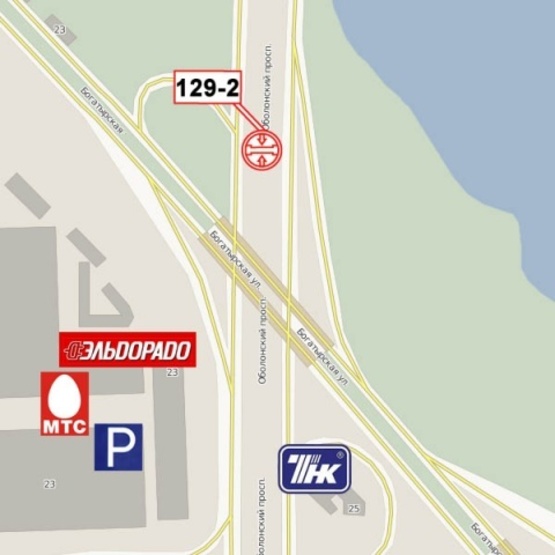 Схема рекламної площини за адресою Оболонский просп. - Богатырская ул. (заправка ТНК, на разделителе в сторону Московского просп.) 