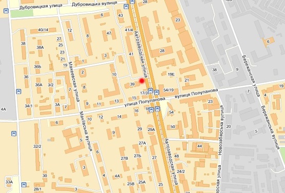 Схема рекламной плоскости по адресу Автозаводская, 39 (напр. от Луговой)