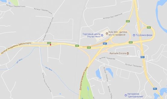 Схема рекламной плоскости по адресу Кольцевая дорога / Зодчих 62 в сторону Теремков (правый)