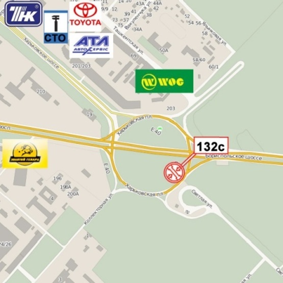 Схема рекламной плоскости по адресу Харьковская пл., Бориспольская трасса (въезд в Киев), призма