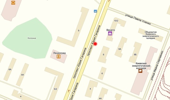 Схема рекламної площини за адресою Гагарина пр-кт, 8,  напр. к ст. М "Черниговская"