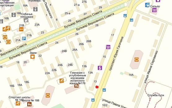 Схема рекламної площини за адресою Гагарина пр-кт, 13, напр. к Ленинградской пл.