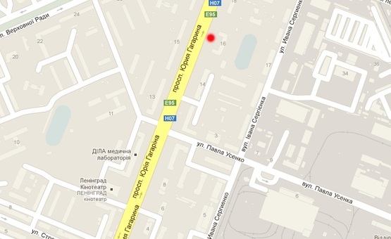 Схема рекламной плоскости по адресу Гагарина, пр-кт, 16, напр. к Ленинградской пл.