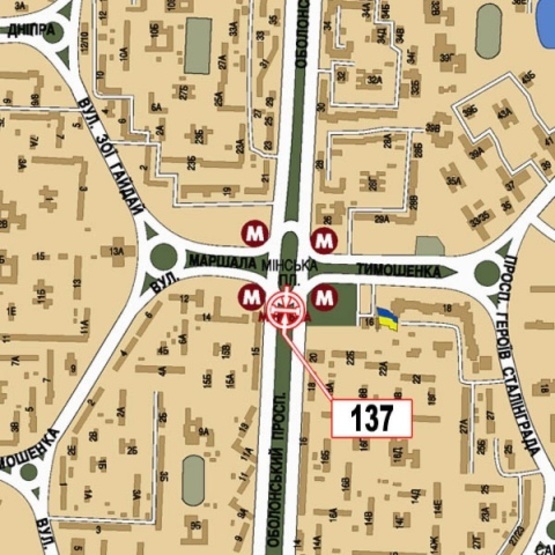 Схема рекламной плоскости по адресу Оболонский просп., 15, ст. м.  Минская, супермаркет "ВАРУС" ТРЦ "Дрим Таун"