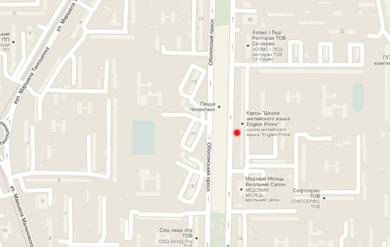 Схема рекламной плоскости по адресу Оболонский пр-кт, 16, рядом с ТРЦ Дрим Таун (напр. к ст. М "Минская")