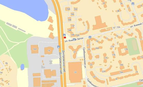 Схема рекламной плоскости по адресу Днепровская наб / Княжий Затон, напр. от пр-кта Бажана