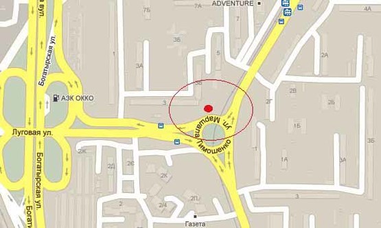 Схема рекламной плоскости по адресу М. Тимошенко, 3В, светофор, напр. к Луговой ул.