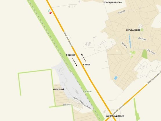Схема рекламной плоскости по адресу Киев-Одесса.До Клеверного моста из Киева  (455+115), поворот на Фомину балку, Холодную Балку