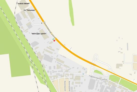 Схема рекламной плоскости по адресу Киевское (Ленинградское) шоссе в Киев (463+700) - «Мерседес - центр»,  из Одессы