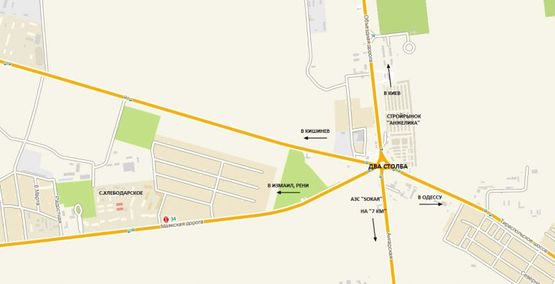 Схема рекламної площини за адресою Одесса - Измаил (11+900), с. Хлебодарское, в Одессу из Измаила, Рени, Беляевки