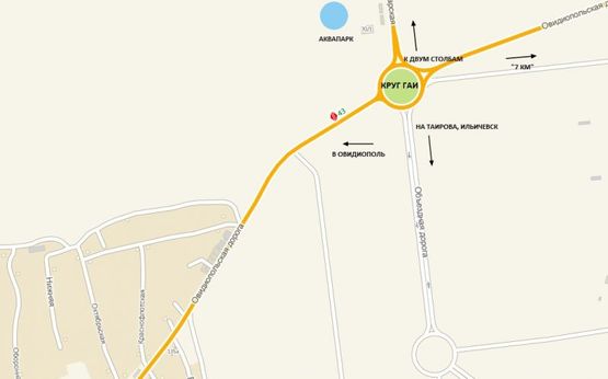 Схема рекламной плоскости по адресу Овидиопольская дорога  (11+180) из Овидиополя, Затоки к "7-му км", напротив автомойки