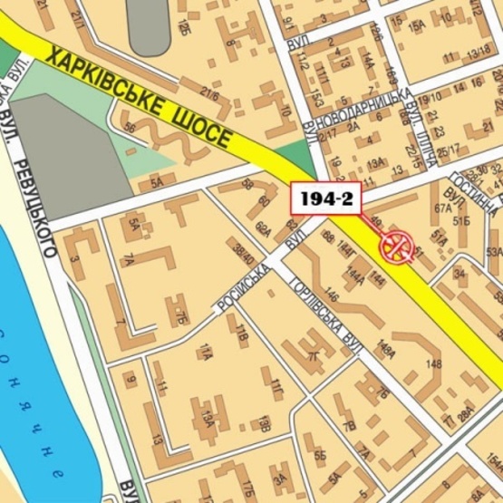 Схема рекламної площини за адресою Харьковское шоссе, 51-53 (Супер-маркет "Сильпо",Киевский городской БЦ, в направлении из центра города)