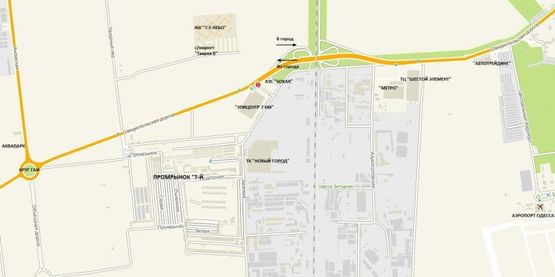 Схема рекламної площини за адресою Овидиопольская дорога  - "Эпицентр", от "МЕТРО", к "7 км" из города,