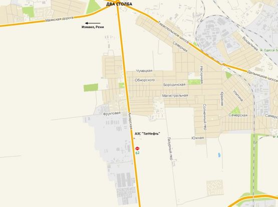 Схема рекламной плоскости по адресу Объездная дорога - АЗС "ТатНефть", от развязки 2 Столба в сторону промрынка "7 км"
