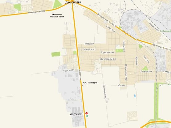 Схема рекламної площини за адресою Объездная дорога от развязки Два столба в сторону промрынка "7 км"