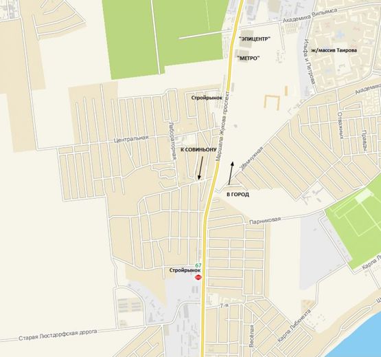 Схема рекламной плоскости по адресу Жукова Маршала пр-т - Оптовый стройрынок, из Совиньона в центр, к "МЕТРО", "Эпицентру"