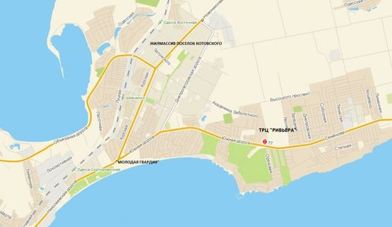 Схема рекламної площини за адресою Южная дорога (Старониколаевская) в Одессу, за ТРЦ "Ривьера", к пос. Котовского