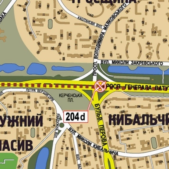 Схема рекламной плоскости по адресу Ватутина Ген. просп., 22 - бул. Перова (на разделителе, АЗС "WOG", Салон Moto GP, в направлении ул. Братиславской) призма