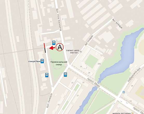 Схема рекламной плоскости по адресу Привокзальна (правий)