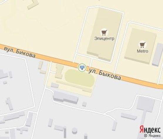 Схема рекламной плоскости по адресу Быкова ул., 31а, (ТЦ “Эпицентр”), выезд со стоянки