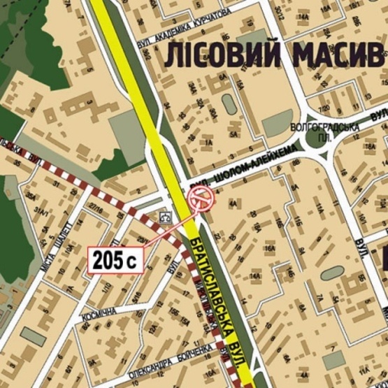 Схема рекламной плоскости по адресу Братиславская ул., 24 - ул. Ш.Алейхема, (рынок "Юность", Магазин "АТБ", в направлении просп. Ватутина Ген.), призма