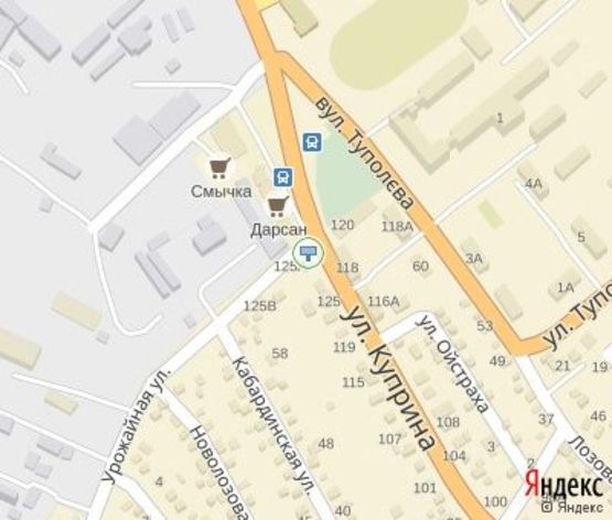 Схема рекламной плоскости по адресу Куприна ул., 116б, ("Смычка", ресторан "Автогриль"), дв-е к пл. Освобождения