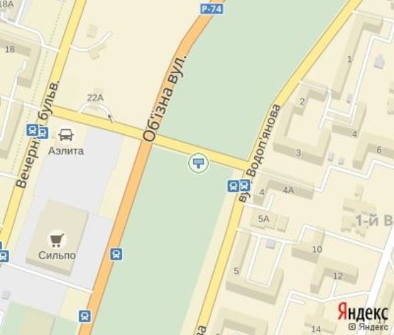 Схема рекламної площини за адресою Водопьянова ул., 5, (ресторан "Абсолют", конечная МТС), дв-е к мкр. Восточный 2, 3